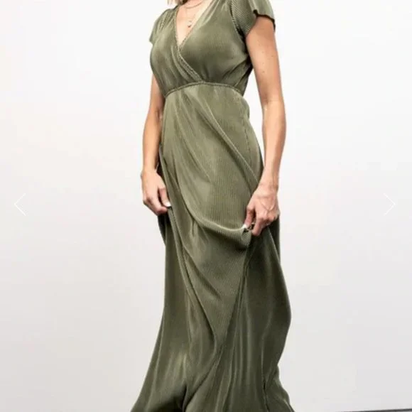 NWT Small Baltic Born Athena Pleated Maxi Dress - Sage Green - Small - Picture 3 of 5